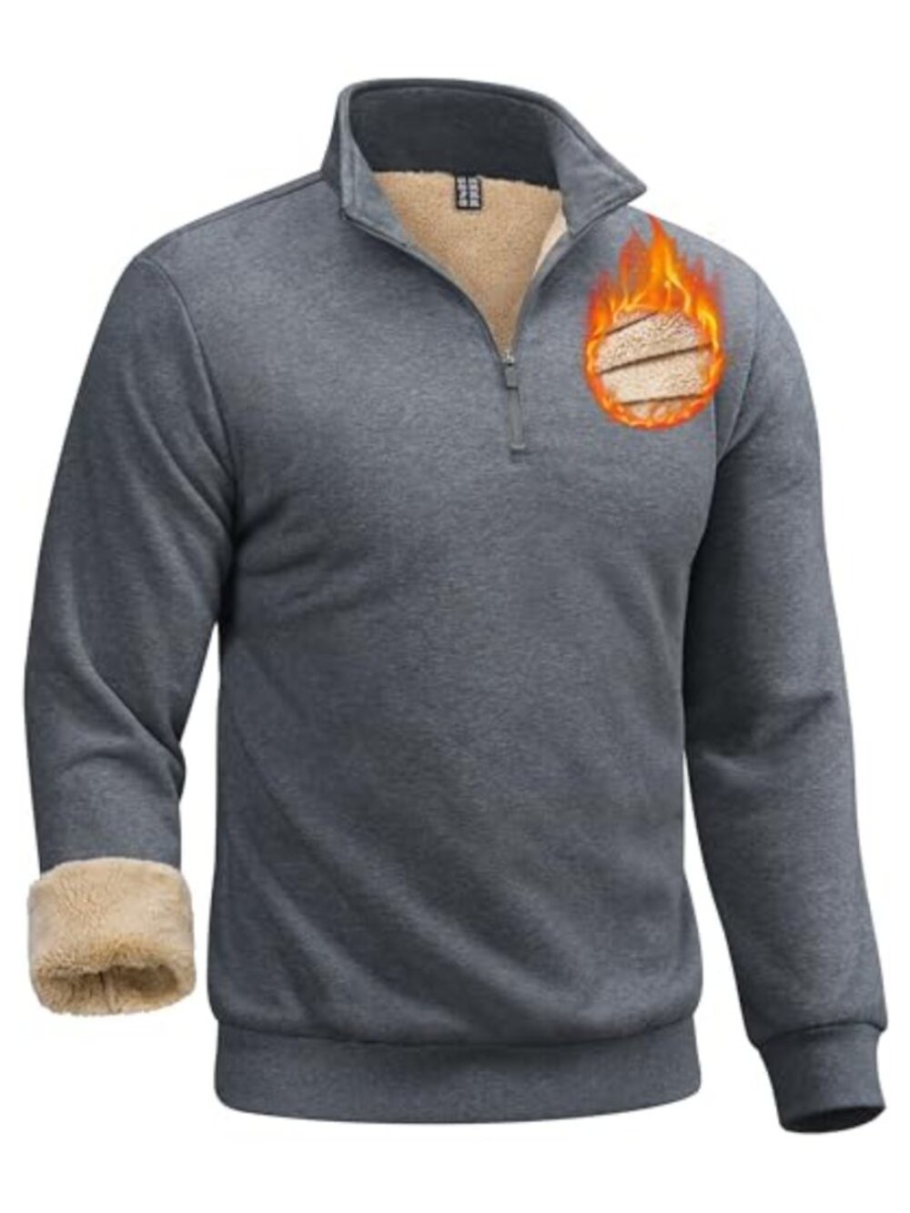 Men's Quarter Zip Sweatshirt Sherpa Lined Heavyweight Fleece Pullover